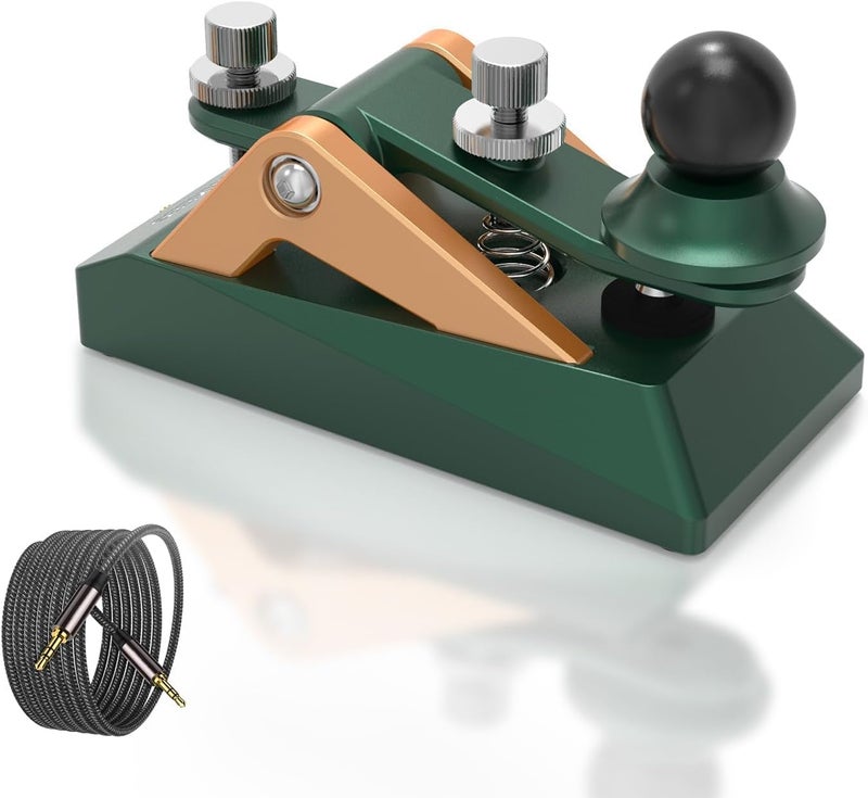 Putikeeg CW Morse Code Key - Pocket Morse Code Telegraph Key Aluminum Alloy Base Grey for Amateur Radio Ham Operators, Adjustable Tension (Green) - Image 1
